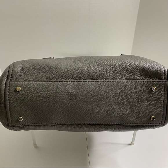 Kate Spade Womens Cobble Hill Leslie Fold Over Gray Leather Handbag/gold detail - Picture 10 of 10